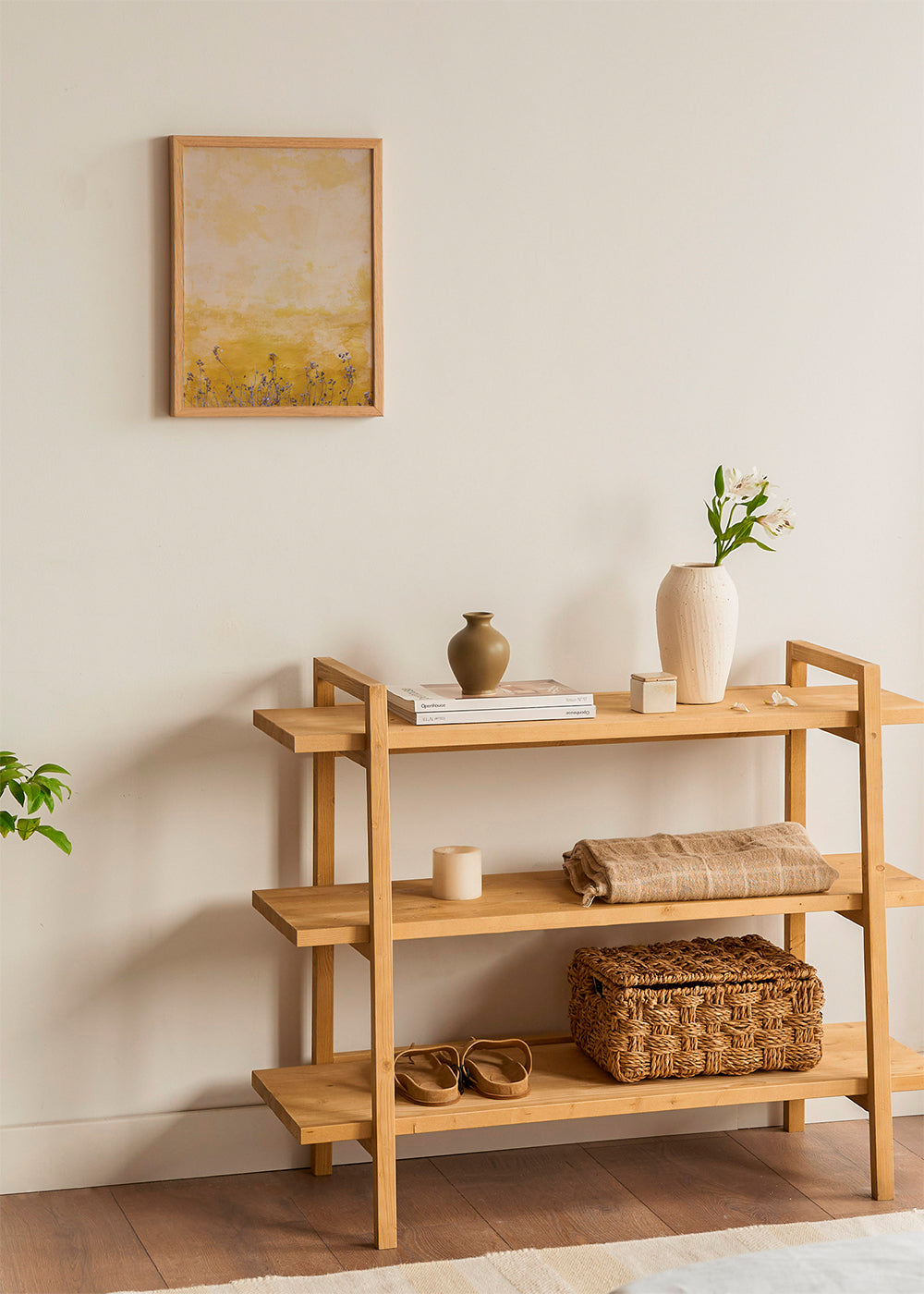 Botanický plakát: texturovaná zeď se sušenými květinami