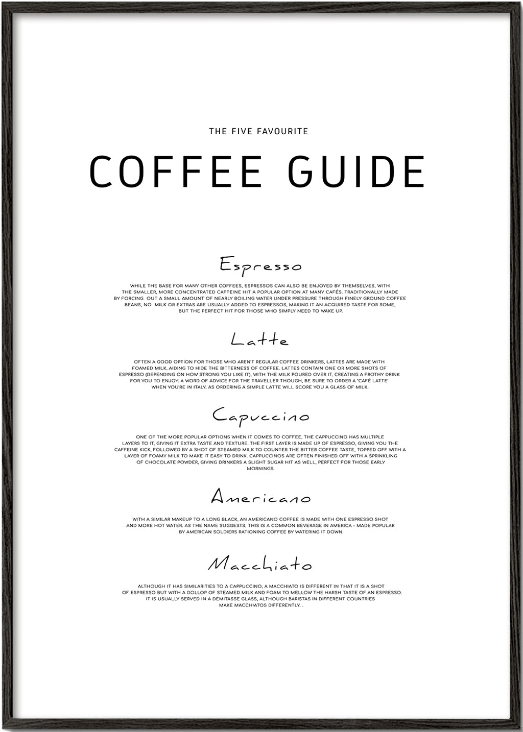 Obraz do kuchyně: Coffee Guide typografie