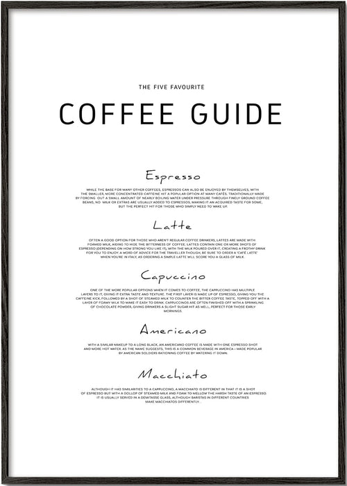 Obraz do kuchyně: Coffee Guide typografie