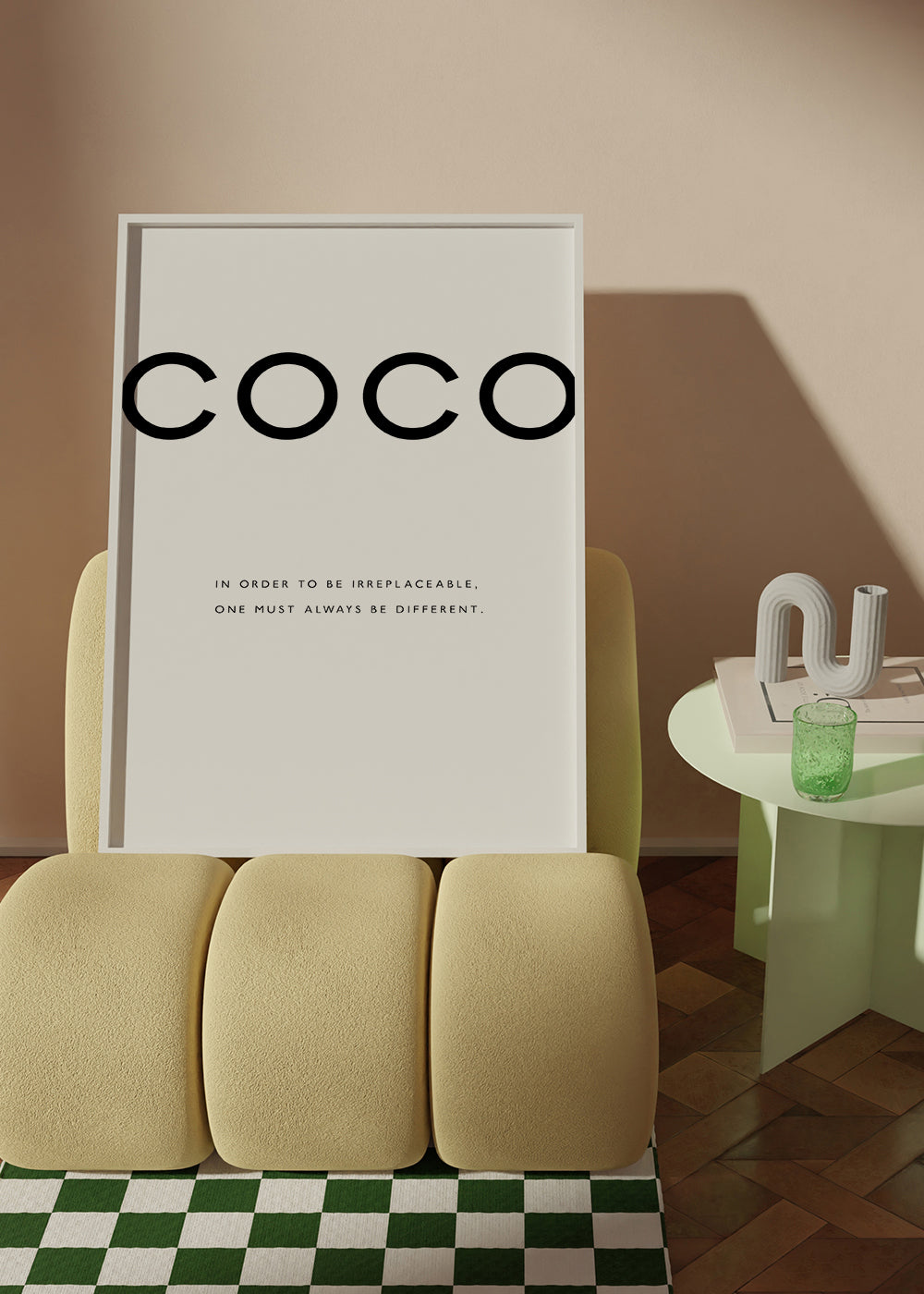 Černobílý obraz s citátem COCO