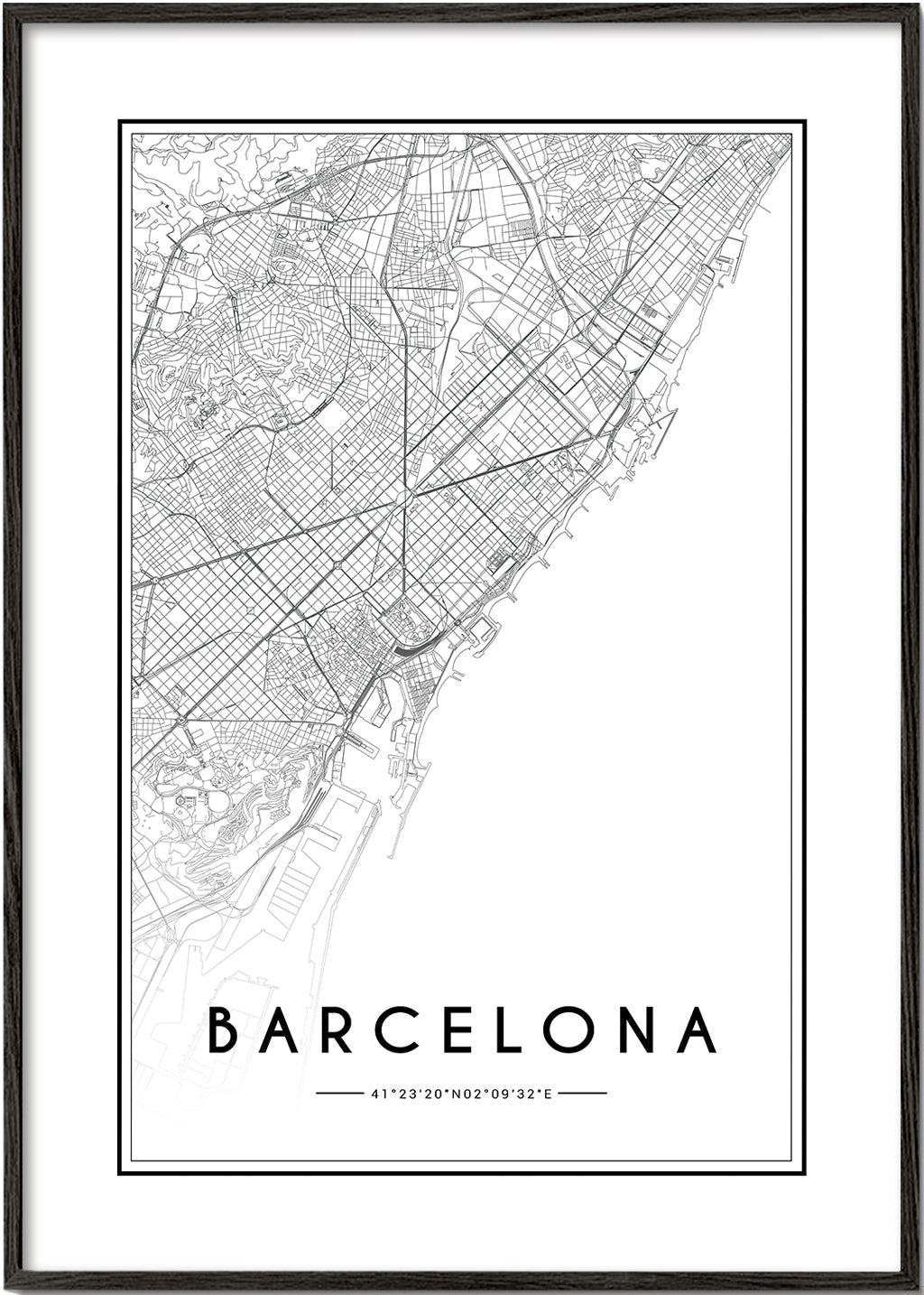 Plakát města Barcelona grafická mapa