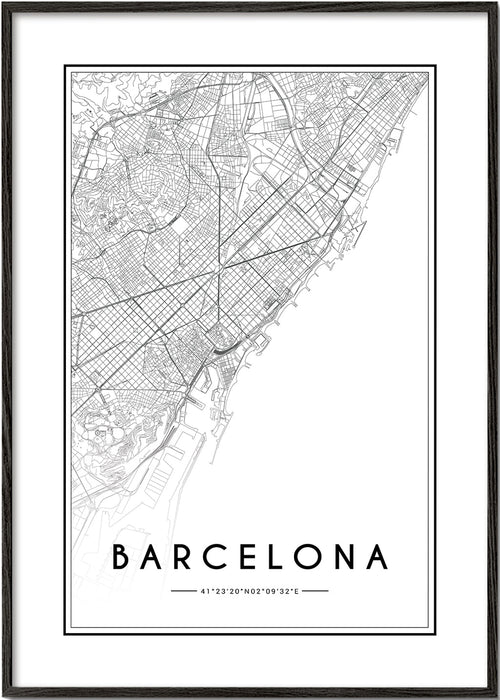 Plakát města Barcelona grafická mapa