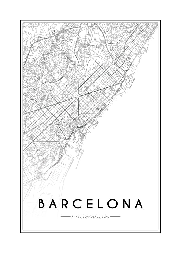 Plakát města Barcelona grafická mapa