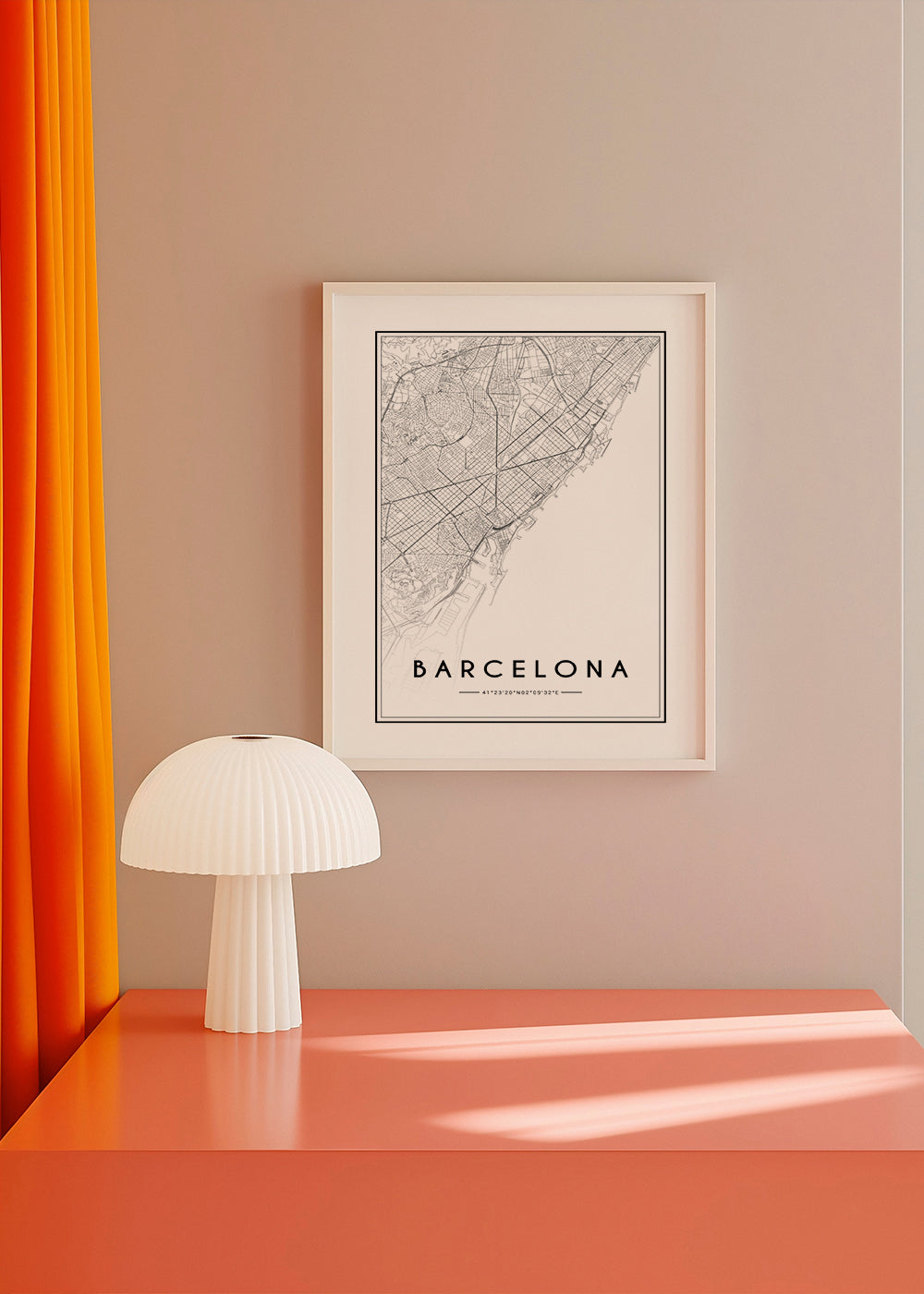Plakát města Barcelona grafická mapa
