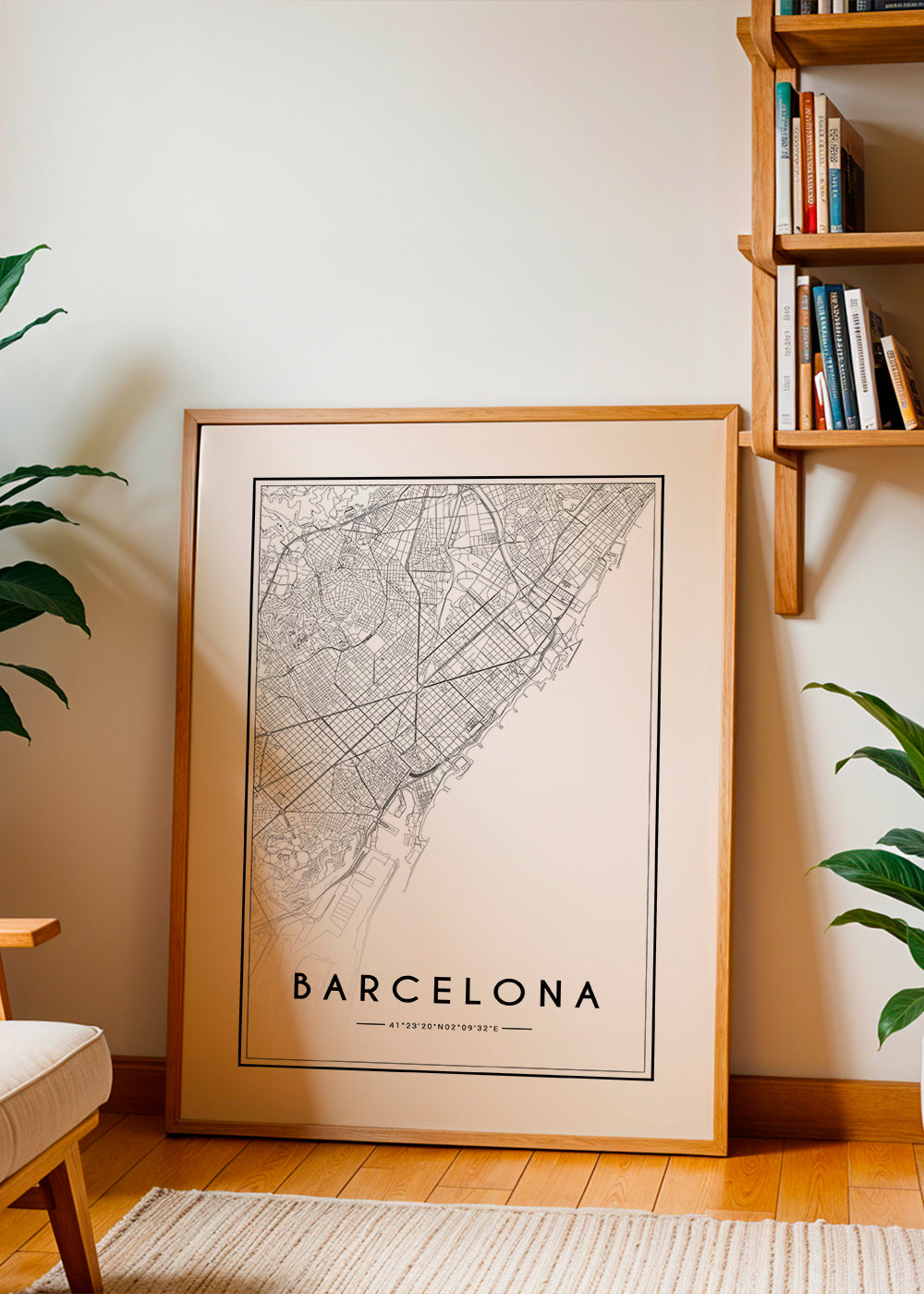 Plakát města Barcelona grafická mapa