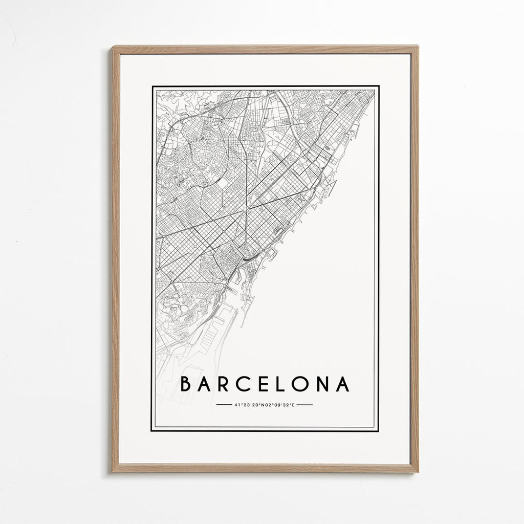 Plakát města Barcelona grafická mapa