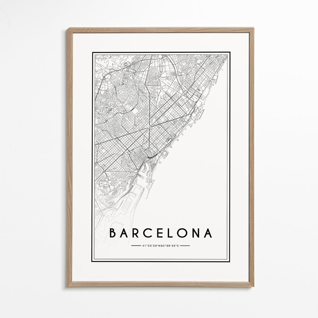 Plakát města Barcelona grafická mapa