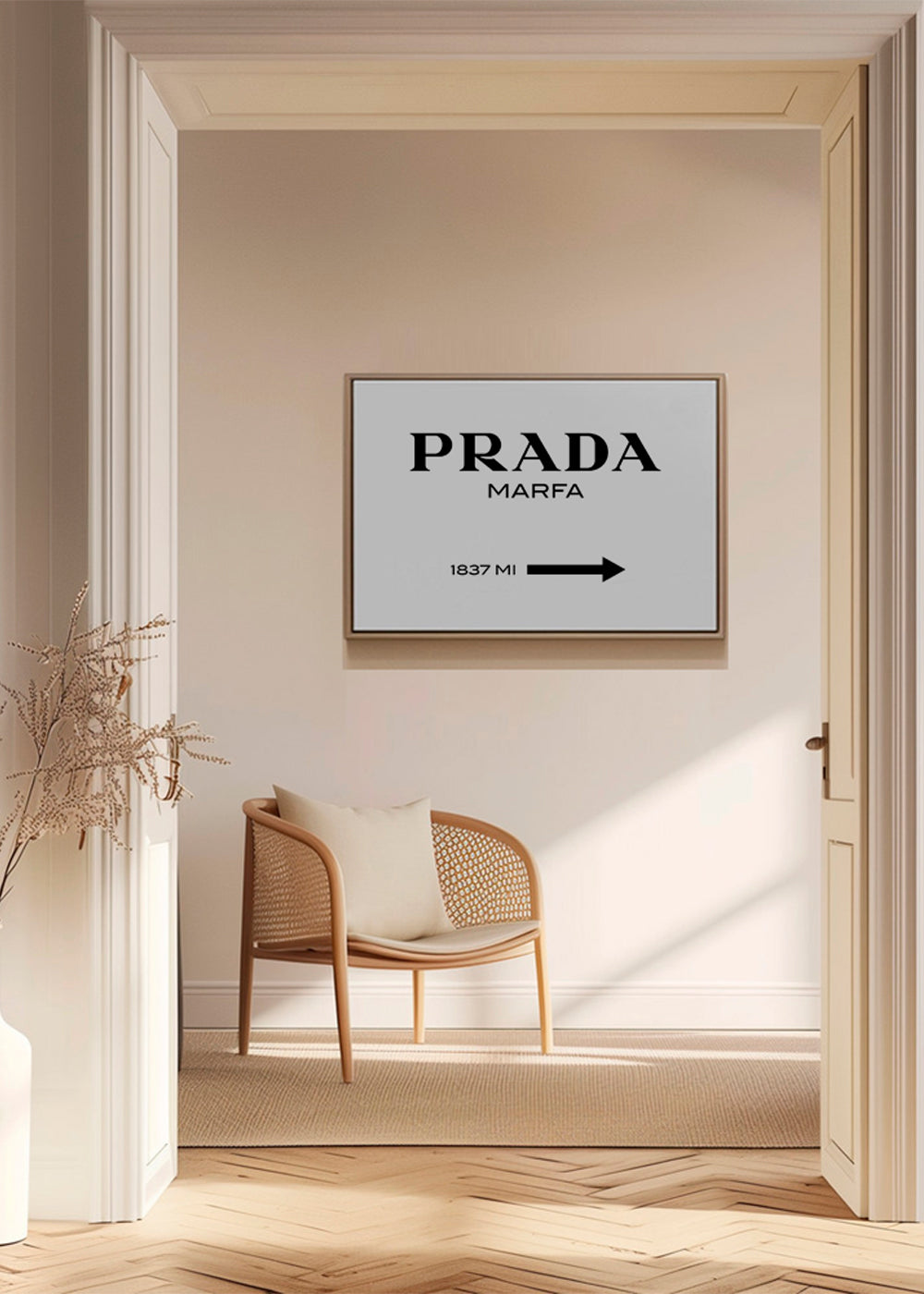 Plakát s typografií Prada Marfa