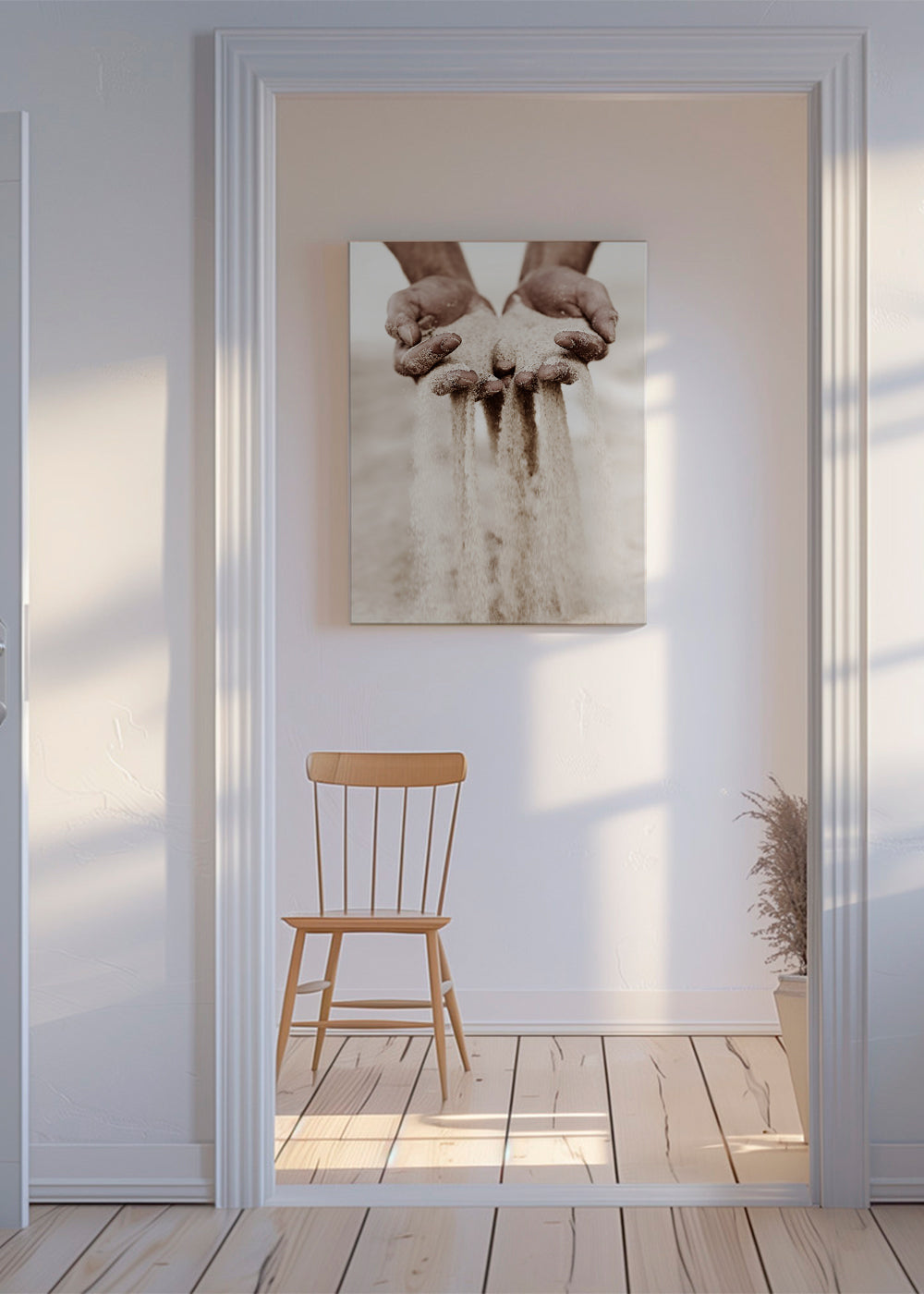 Fotografie rukou s padajícím pískem