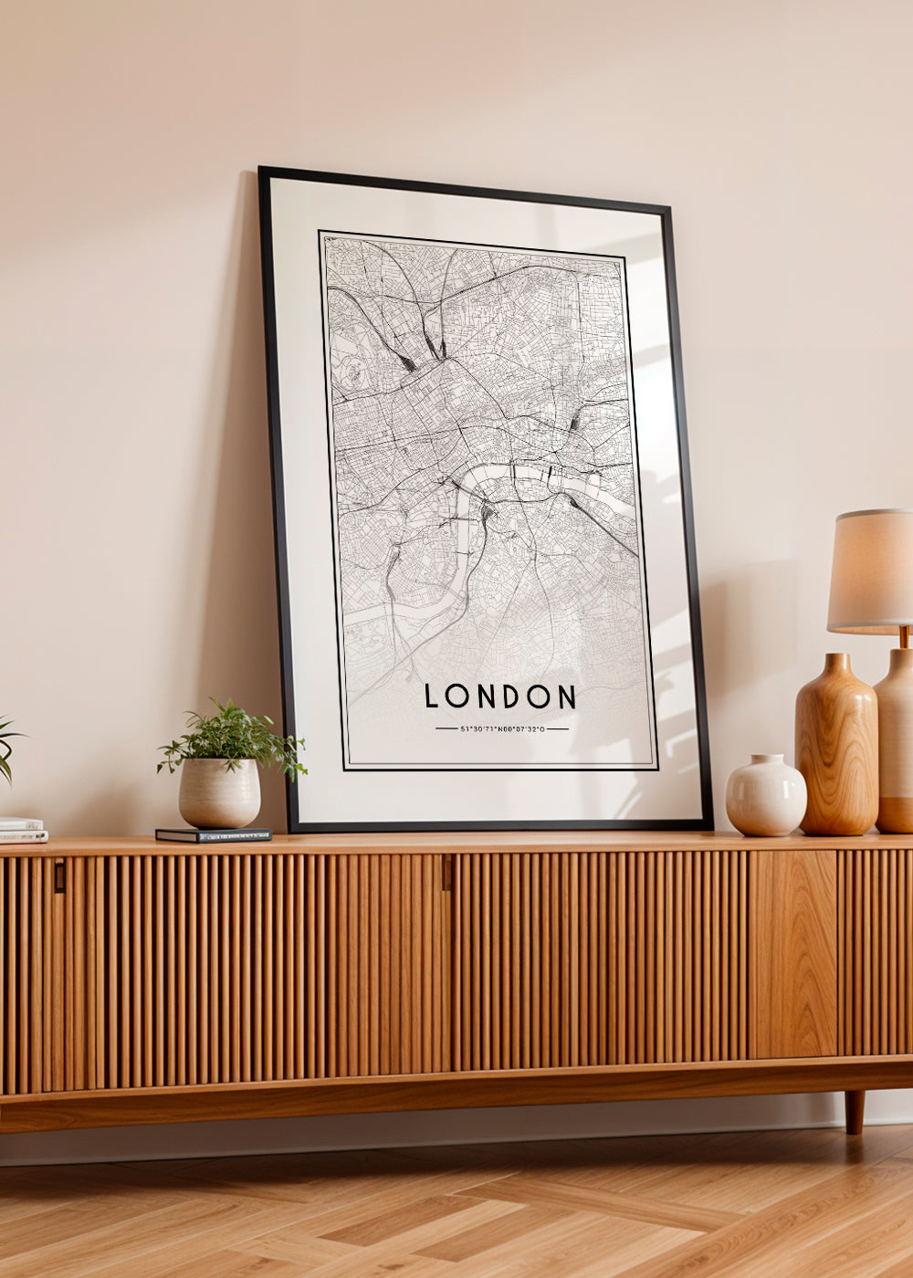 Obraz města: mapa Londýna minimalistická