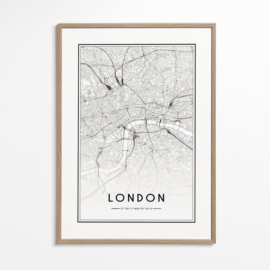 Obraz města: mapa Londýna minimalistická