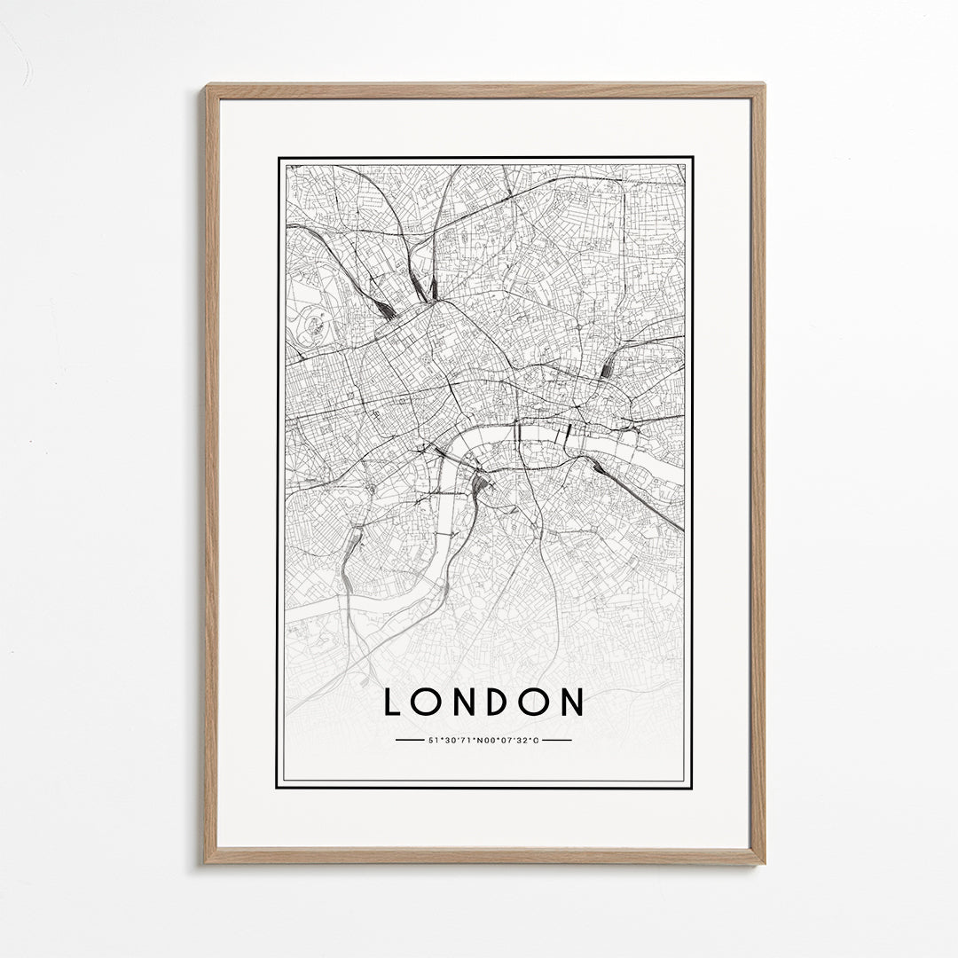 Obraz města: mapa Londýna minimalistická