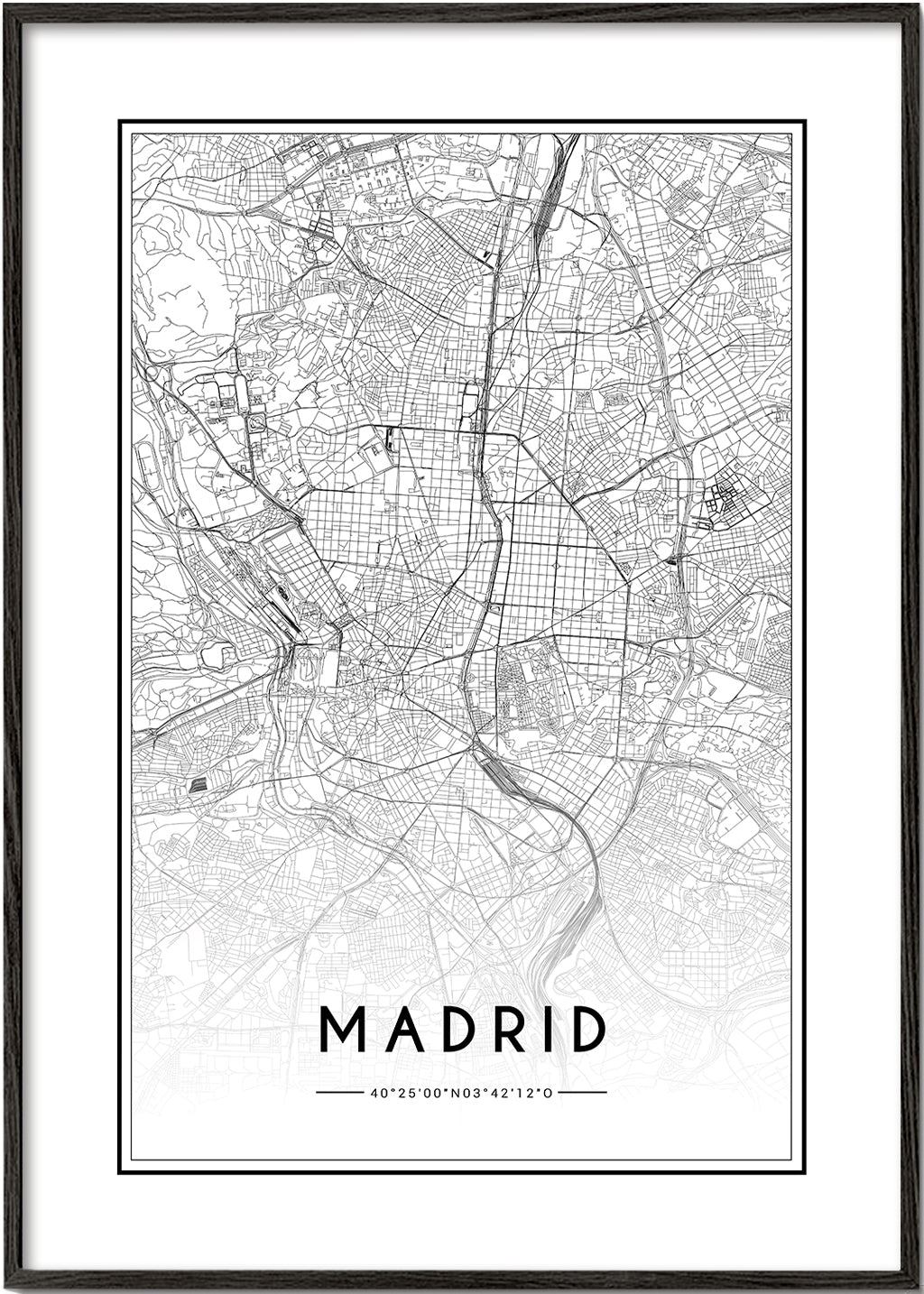 Plakát města Madrid mapa