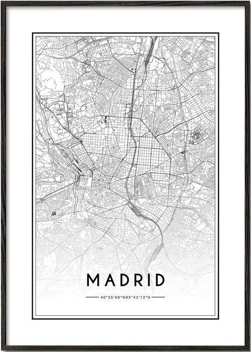 Plakát města Madrid mapa