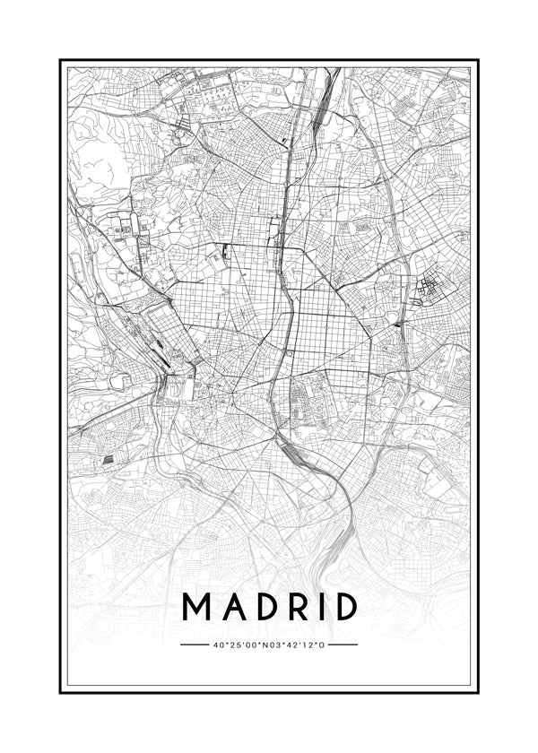 Plakát města Madrid mapa