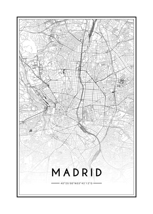 Plakát města Madrid mapa