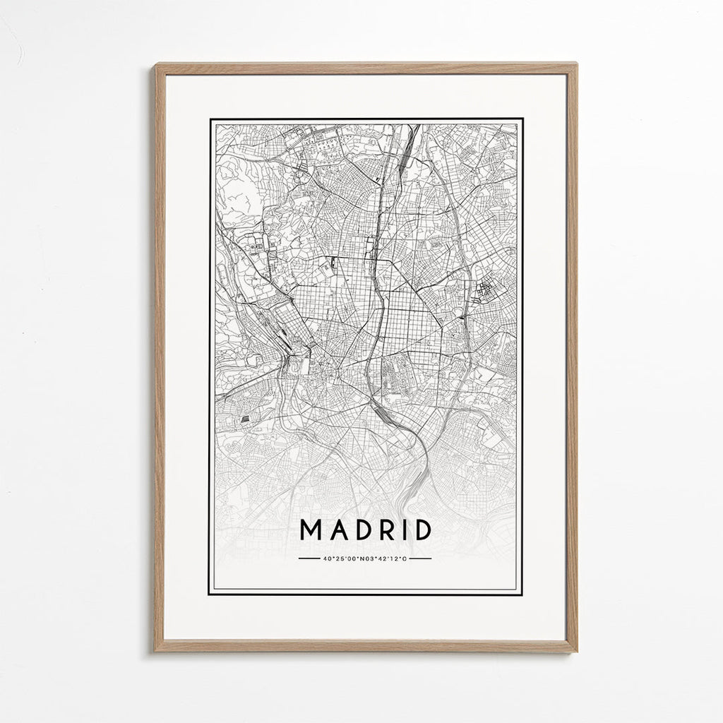 Plakát města Madrid mapa