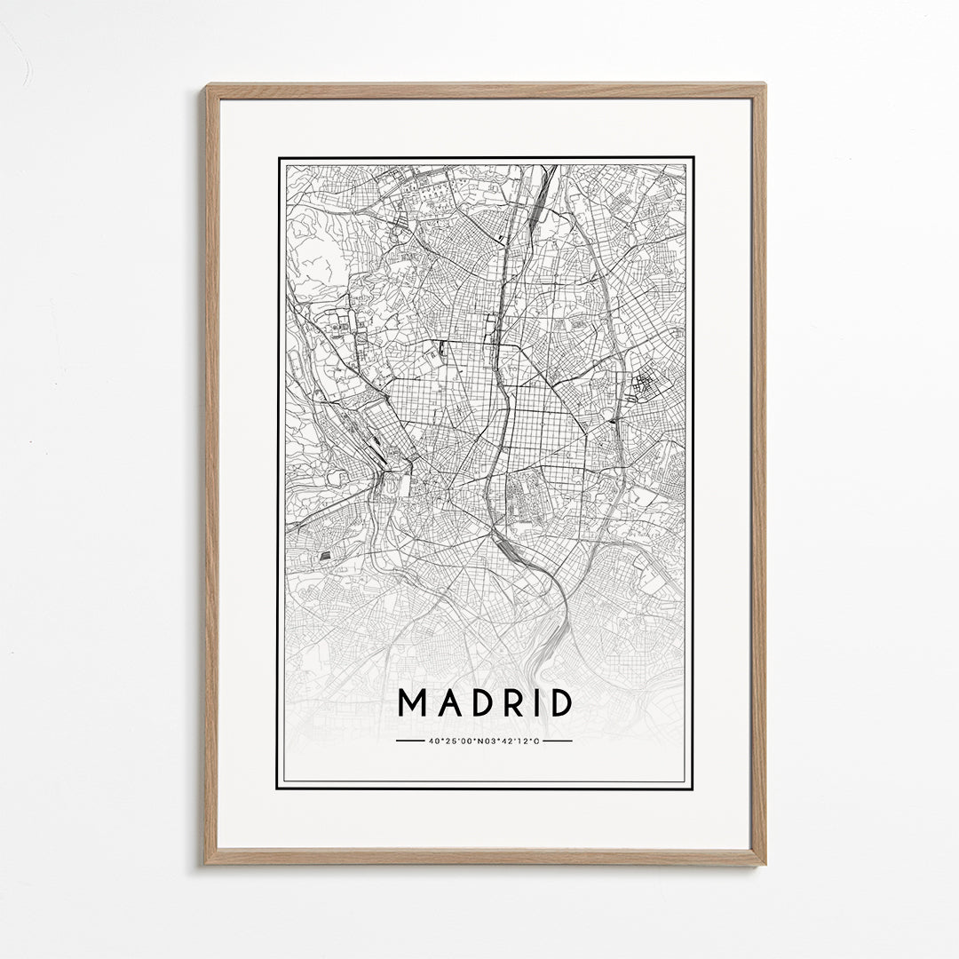 Plakát města Madrid mapa