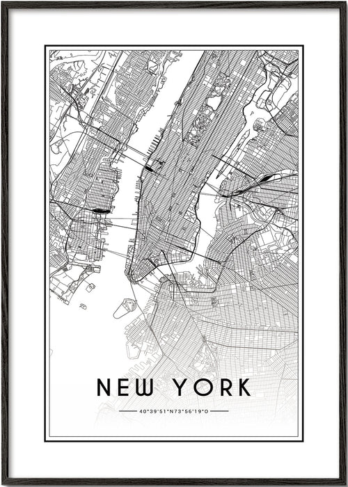 Cuadro de ciudades New York mapa