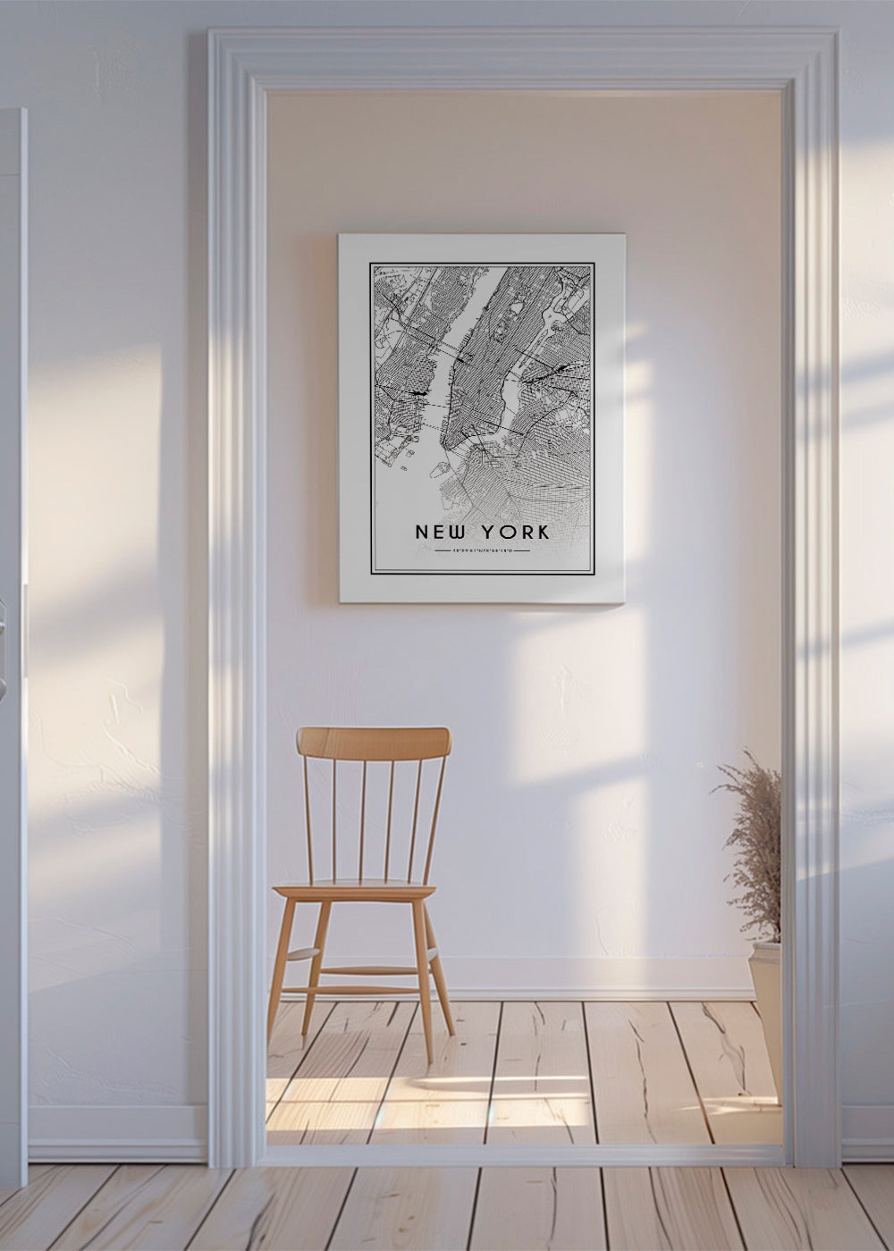 Cuadro de ciudades New York mapa