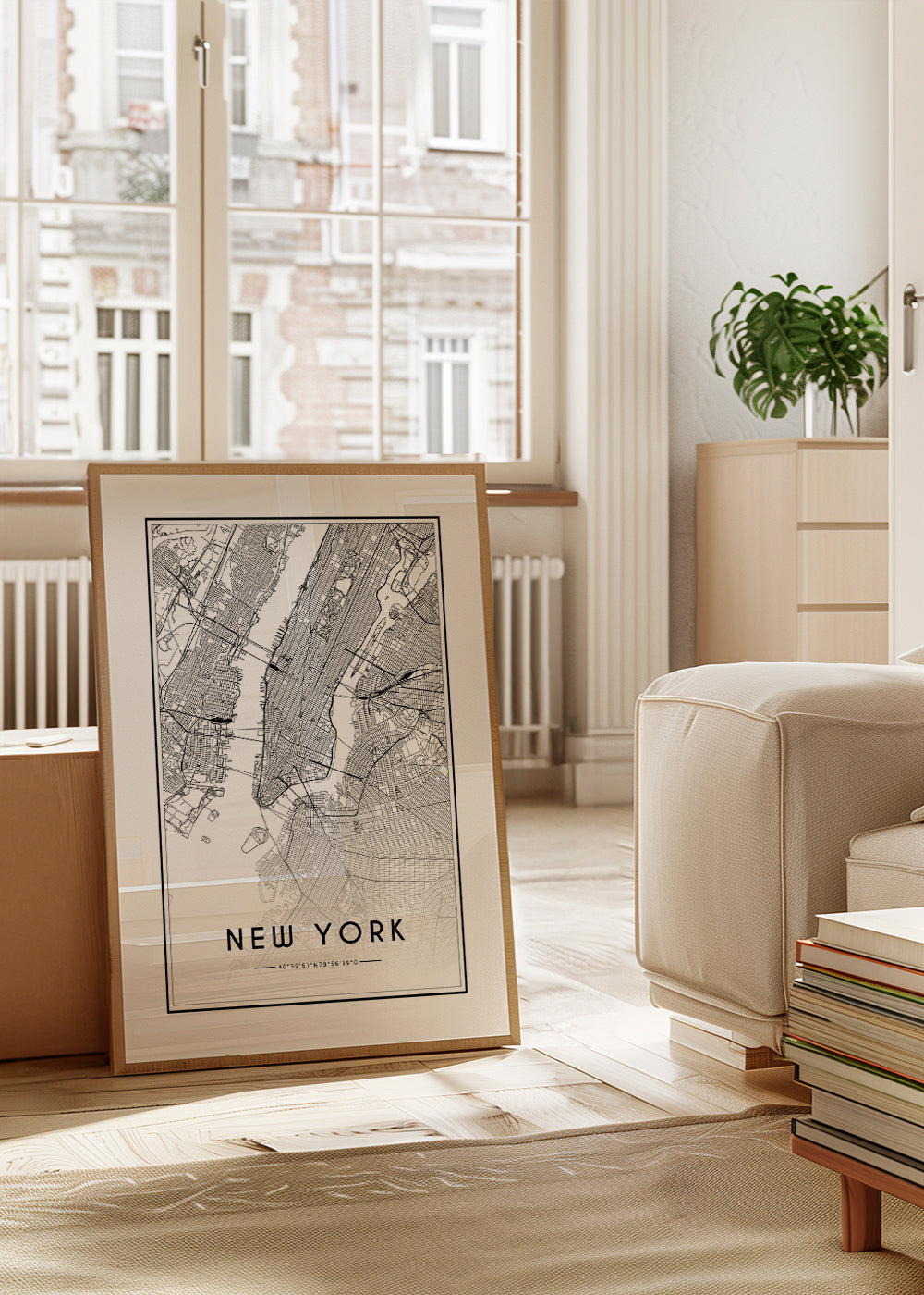 Cuadro de ciudades New York mapa