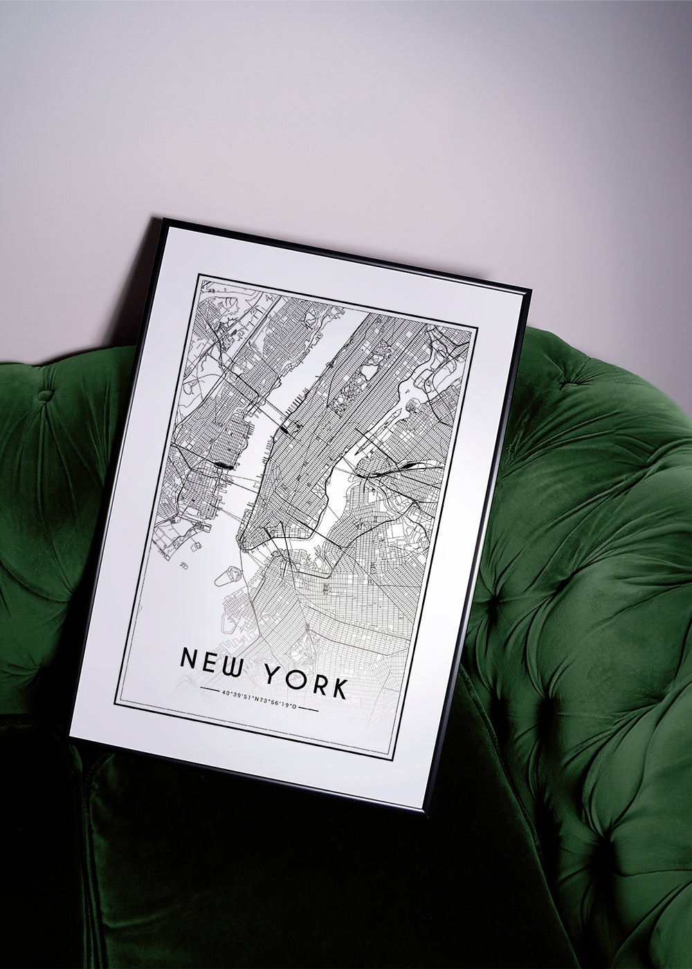 Cuadro de ciudades New York mapa