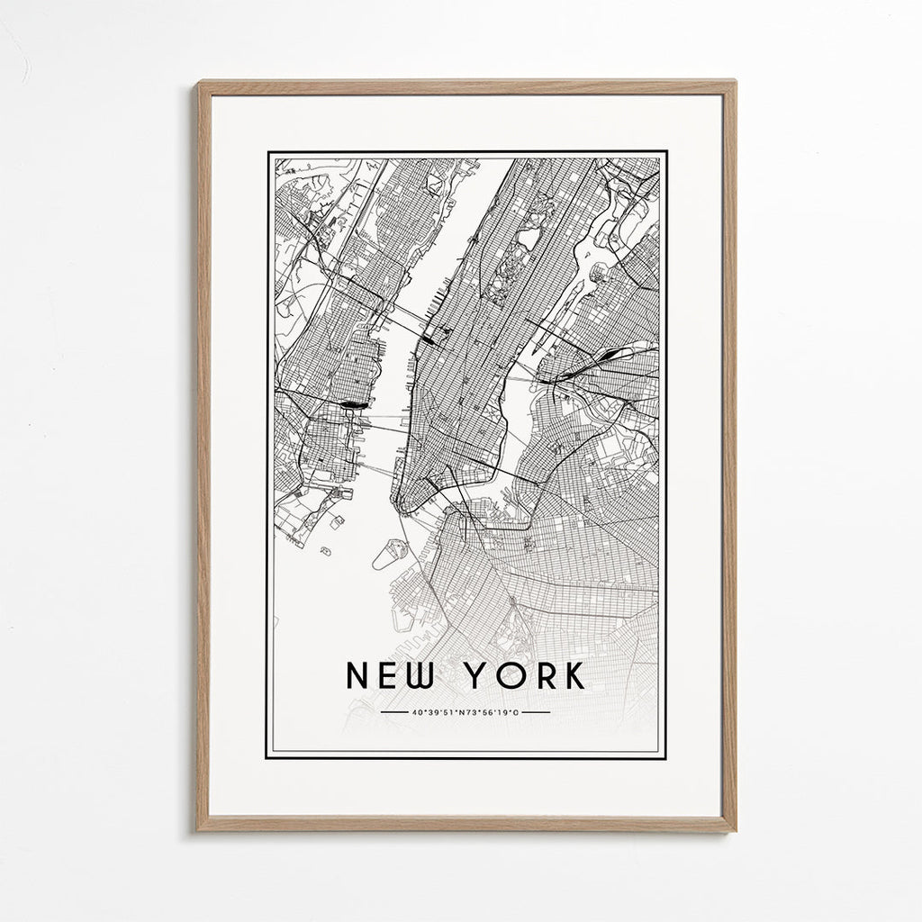 Cuadro de ciudades New York mapa