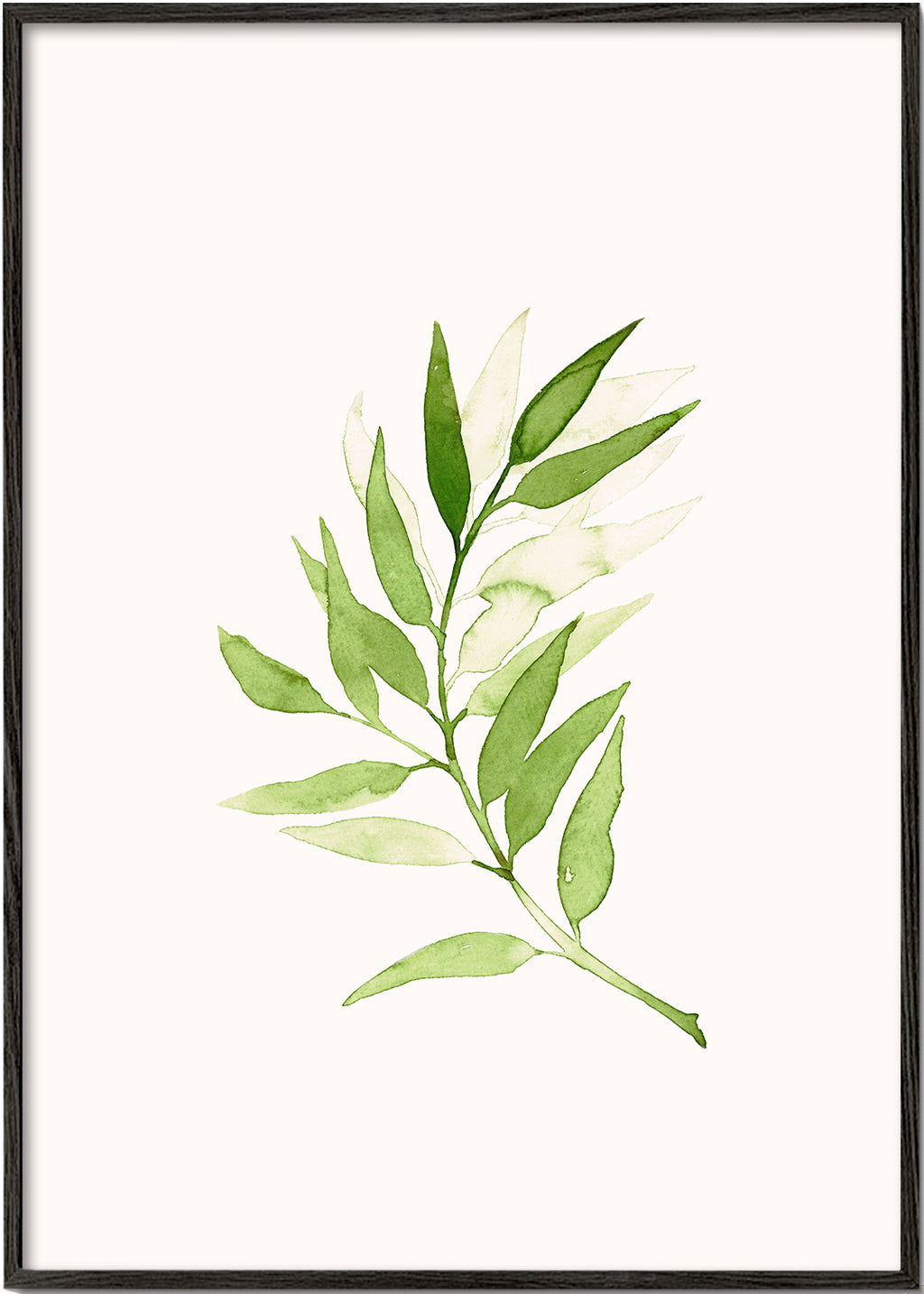 Botanický plakát: minimalistická zelená větvička