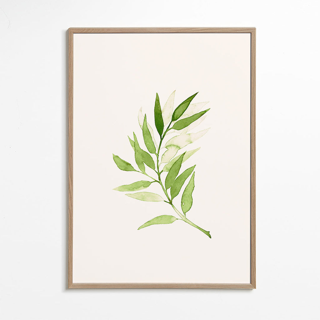 Botanický plakát: minimalistická zelená větvička