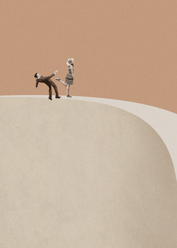 Minimalistická ilustrace páru na okraji