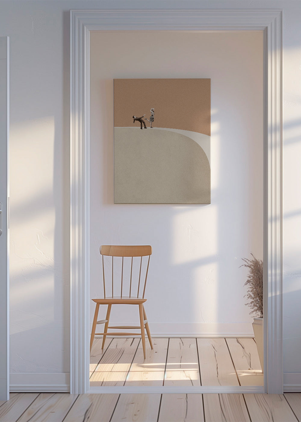 Minimalistická ilustrace páru na okraji