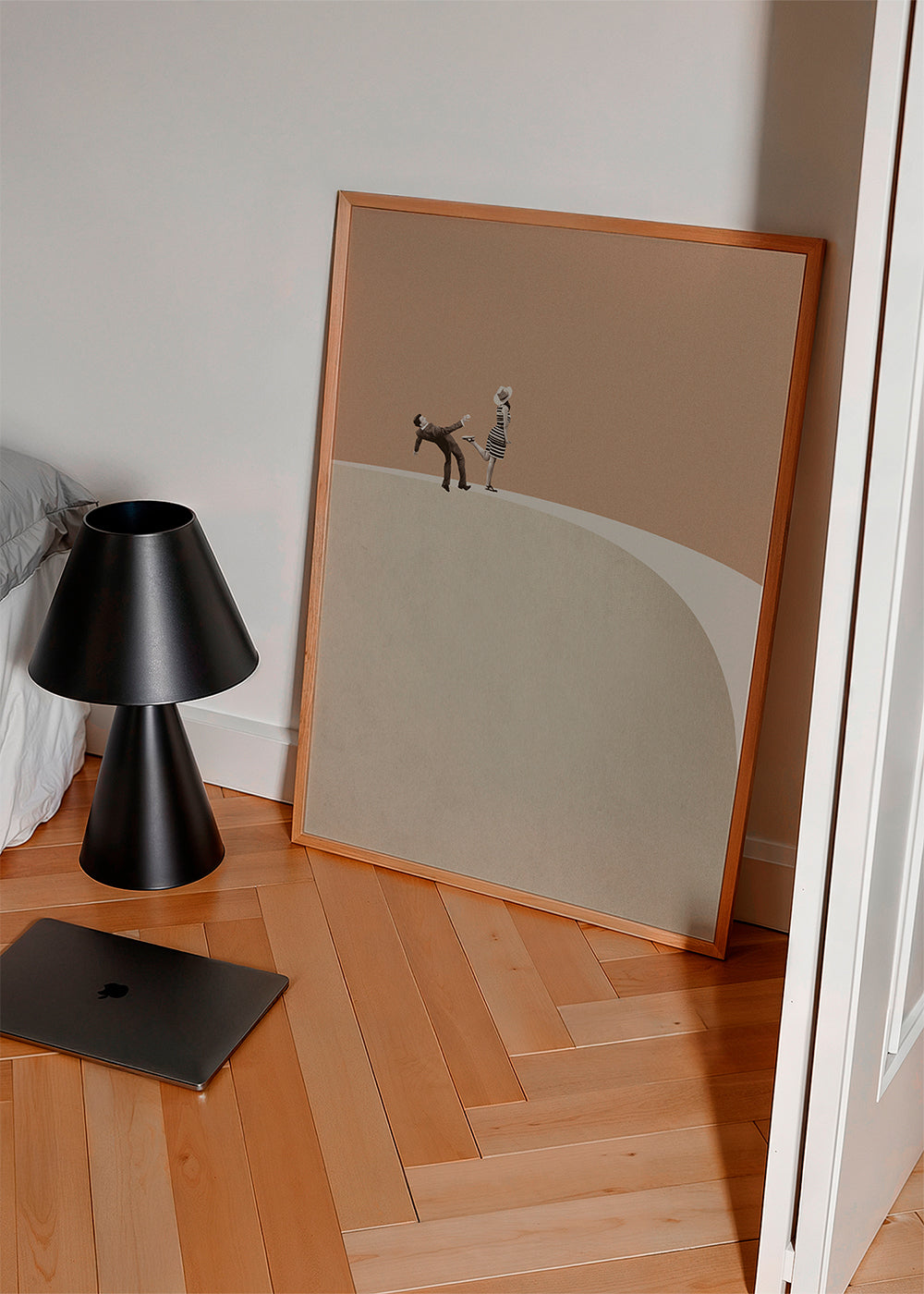 Minimalistická ilustrace páru na okraji