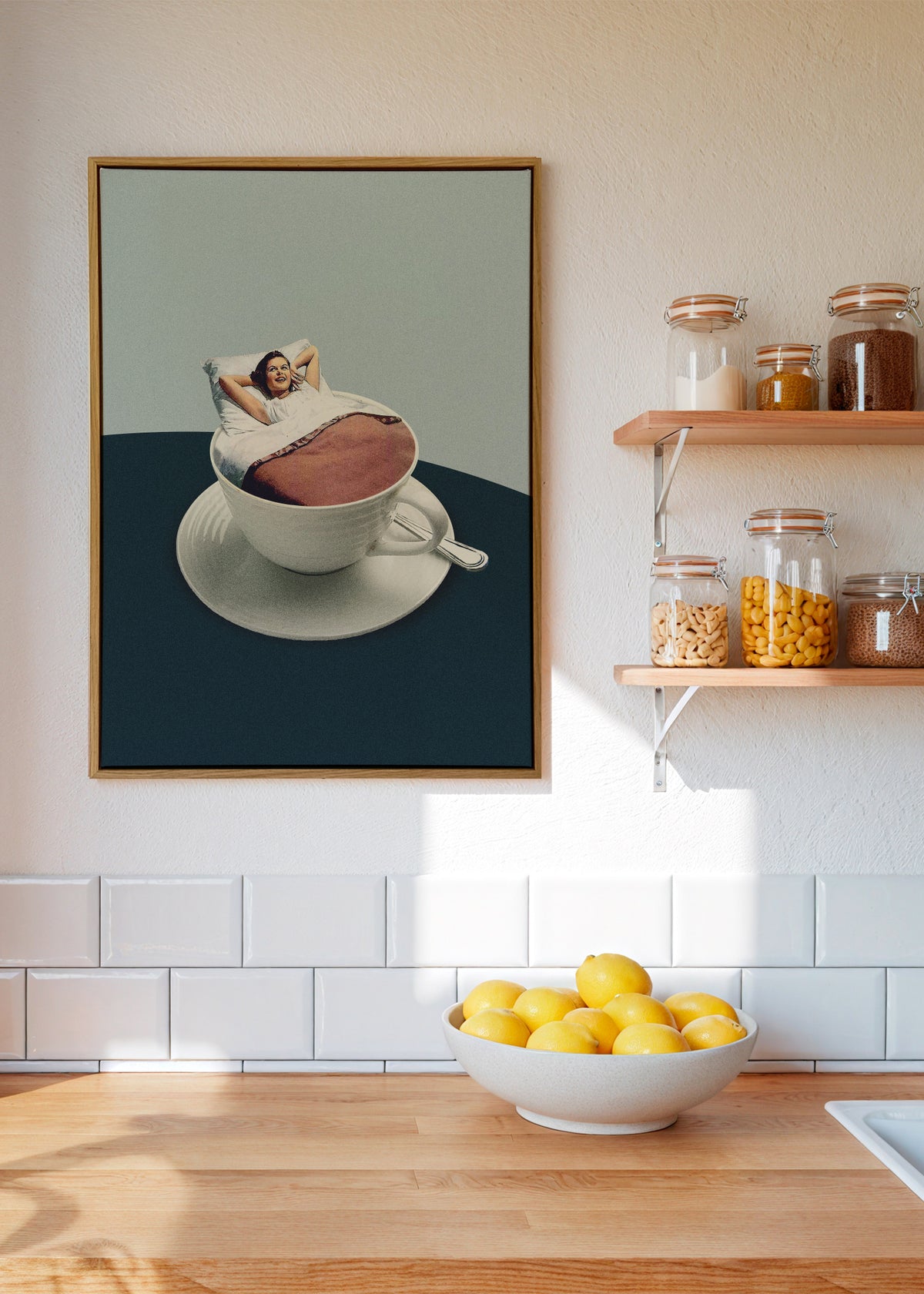 Morning rituals - Framed canvas in an interior