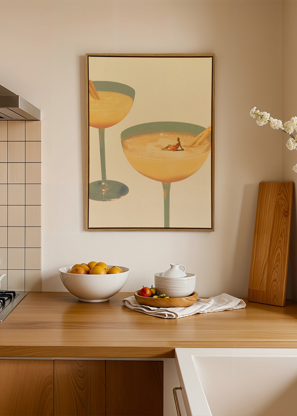 Holiday in a glass 1 - Framed canvas in an interior