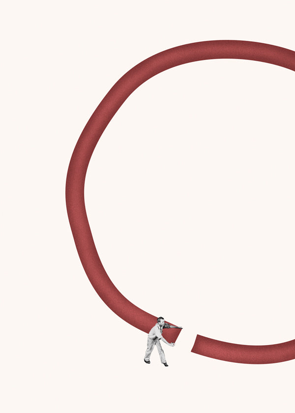 Minimalistická ilustrace červeného kruhu