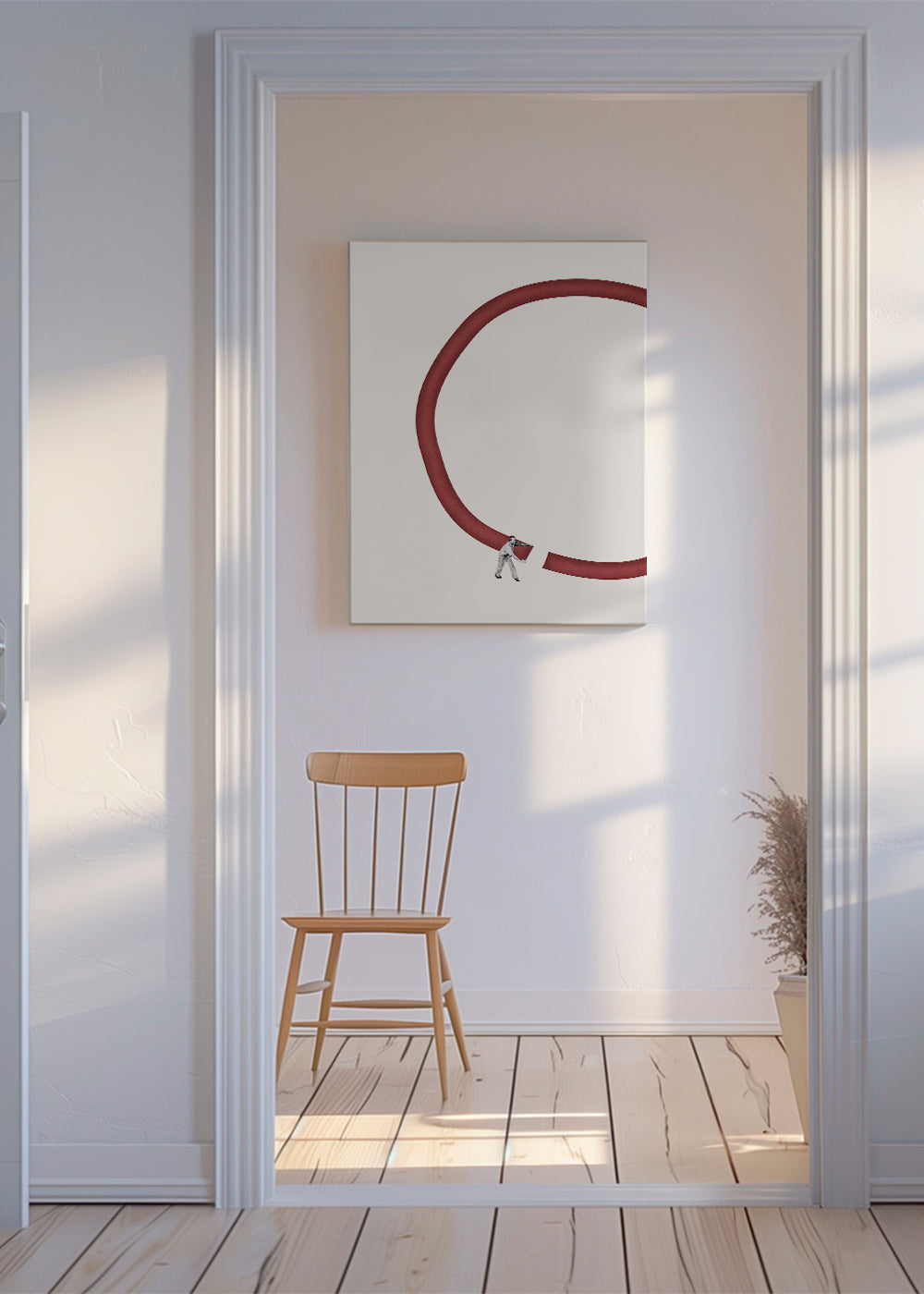 Minimalistická ilustrace červeného kruhu
