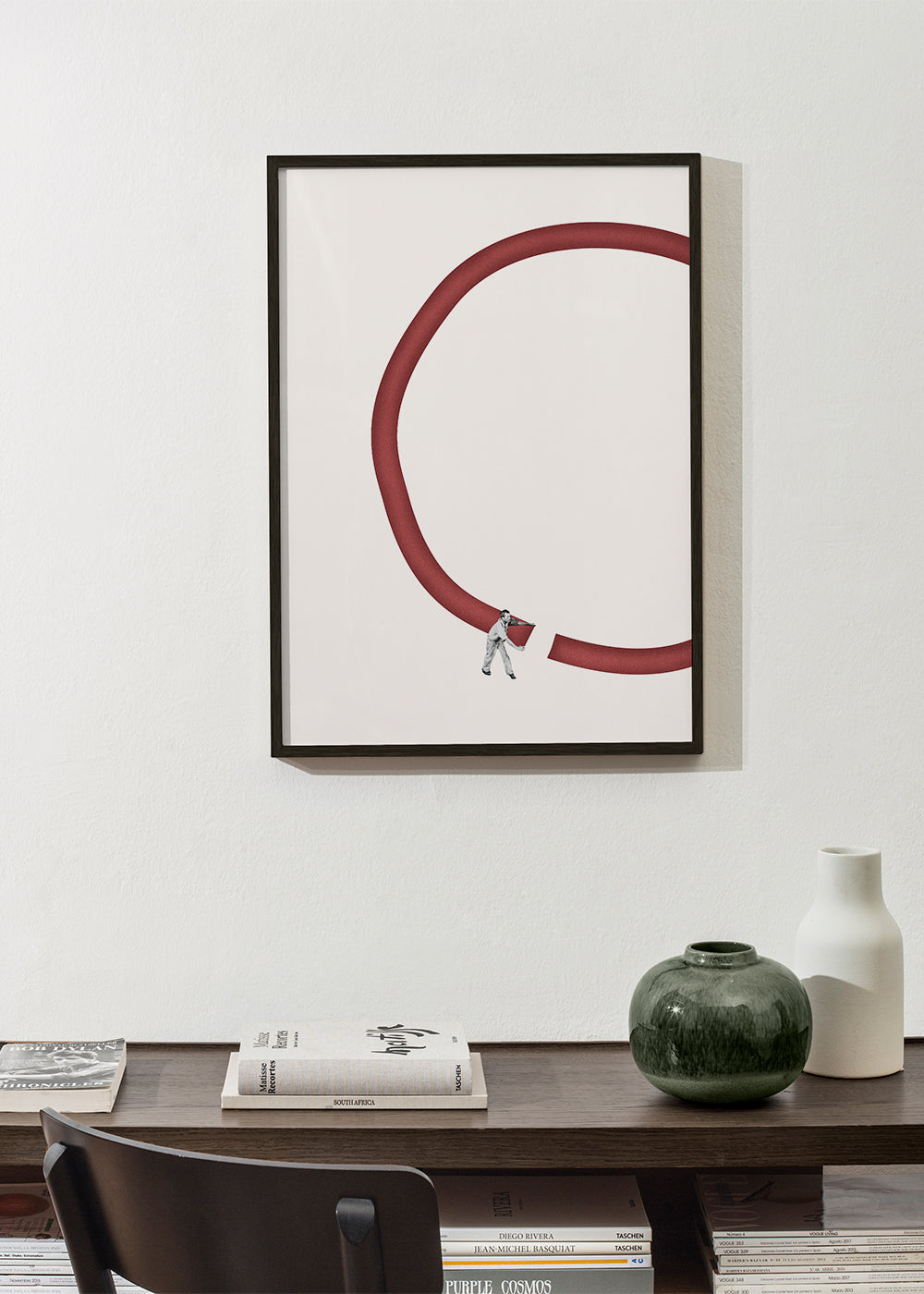 Minimalistická ilustrace červeného kruhu