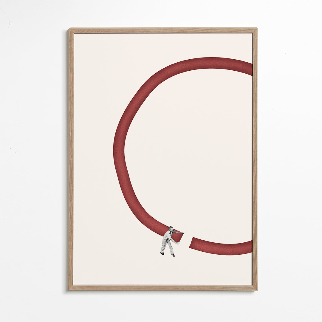Minimalistická ilustrace červeného kruhu