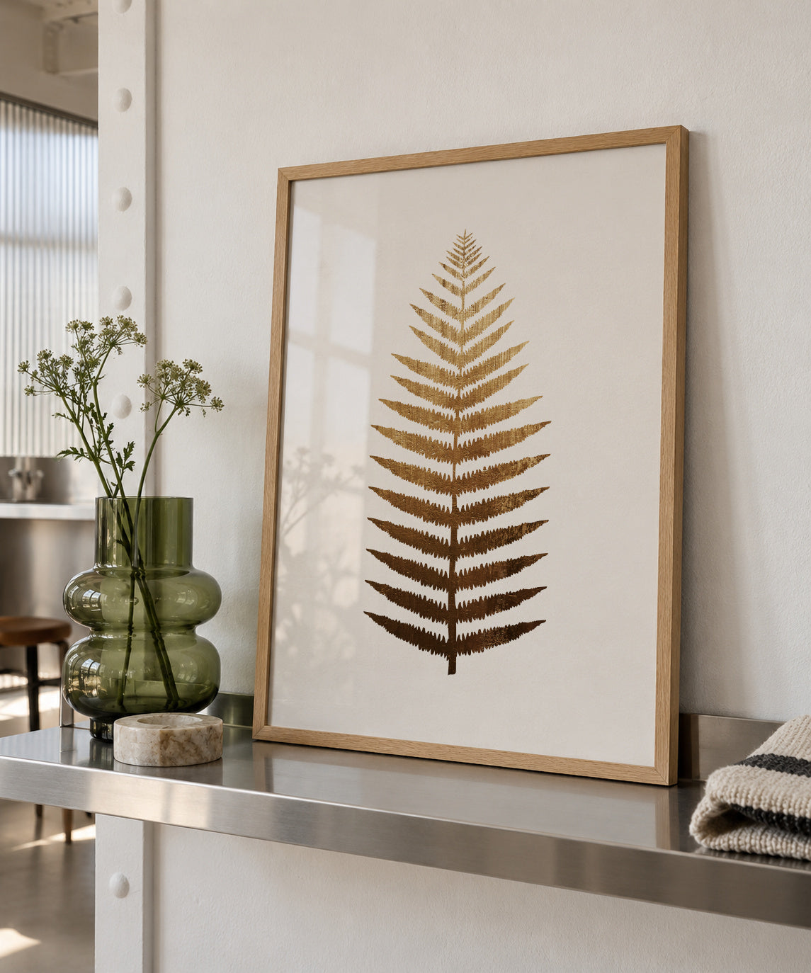 Golden leaf - Framed poster in an interior