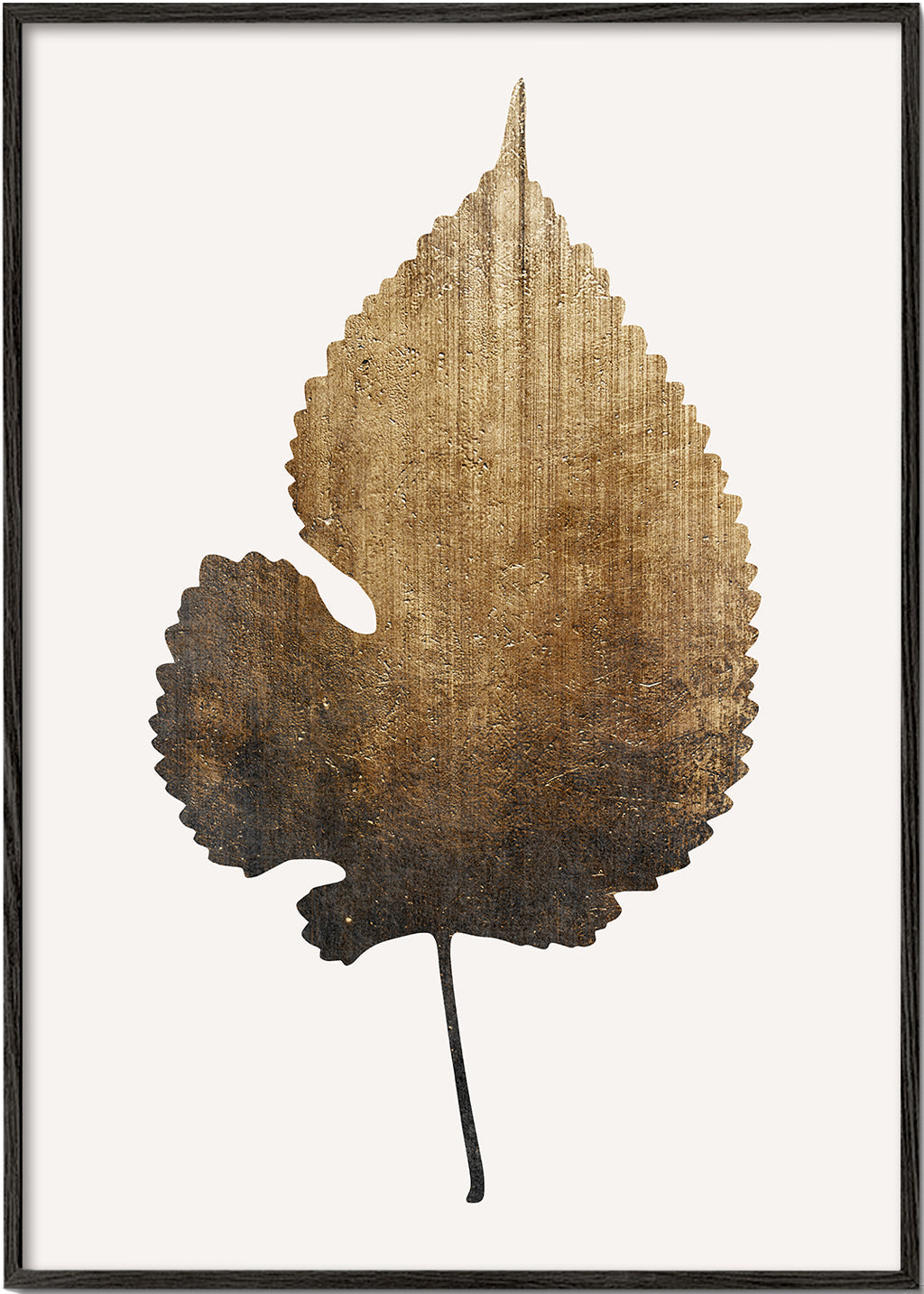 Botanický tisk se zlatým texturovaným listem
