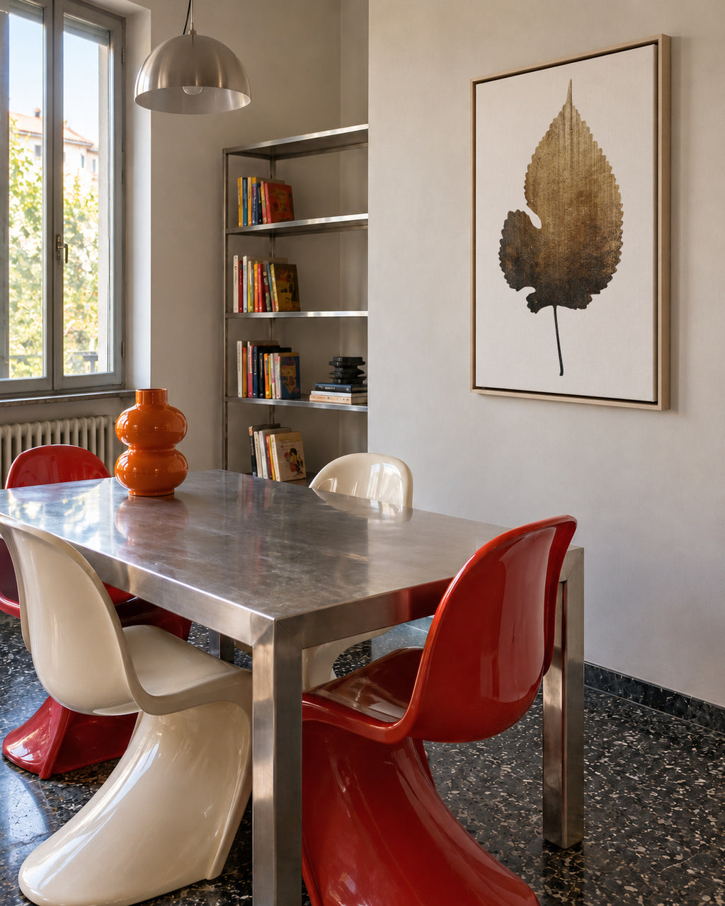 Golden leaf - Framed canvas in an interior