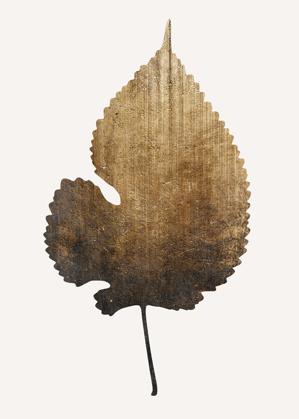 Botanický tisk se zlatým texturovaným listem