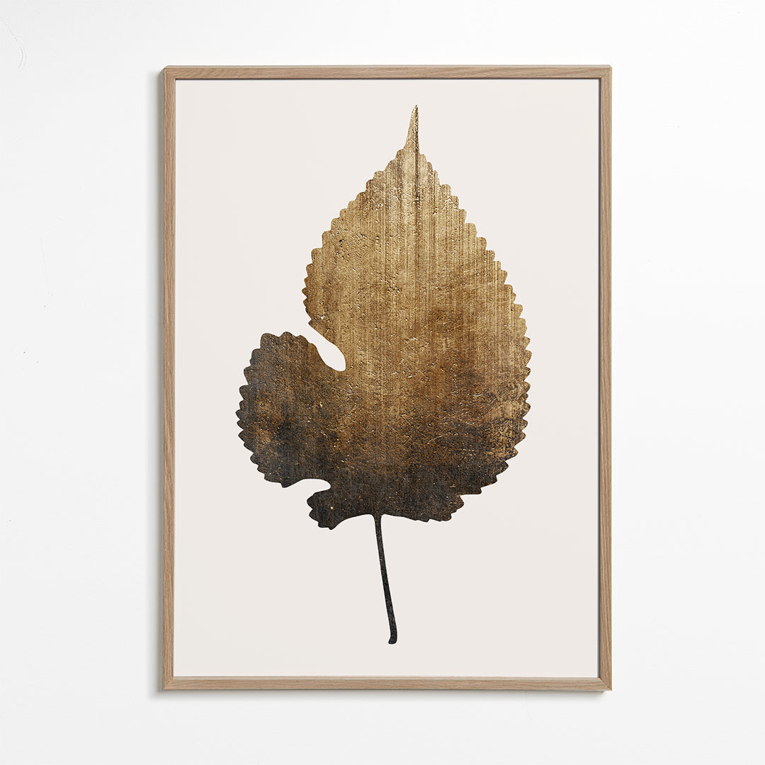 Botanický tisk se zlatým texturovaným listem