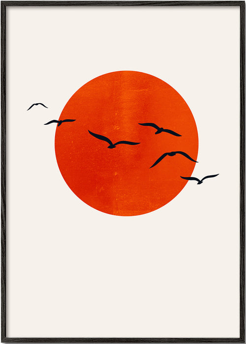 Minimalistický obraz slunce oranžové