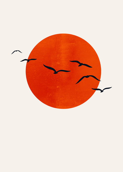 Minimalistický obraz slunce oranžové