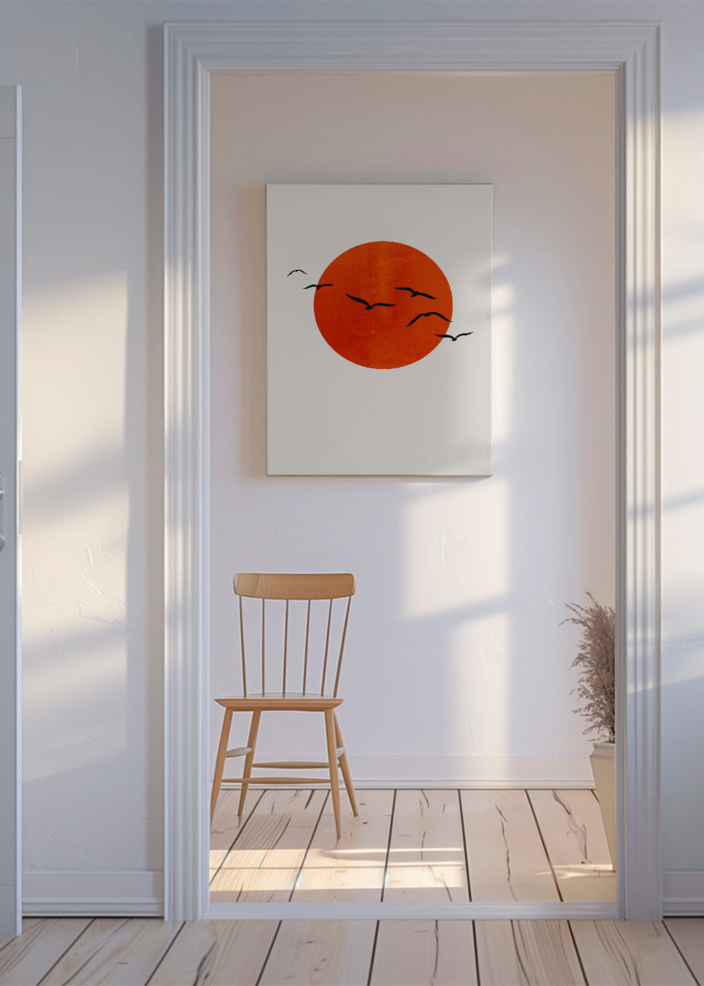 Minimalistický obraz slunce oranžové