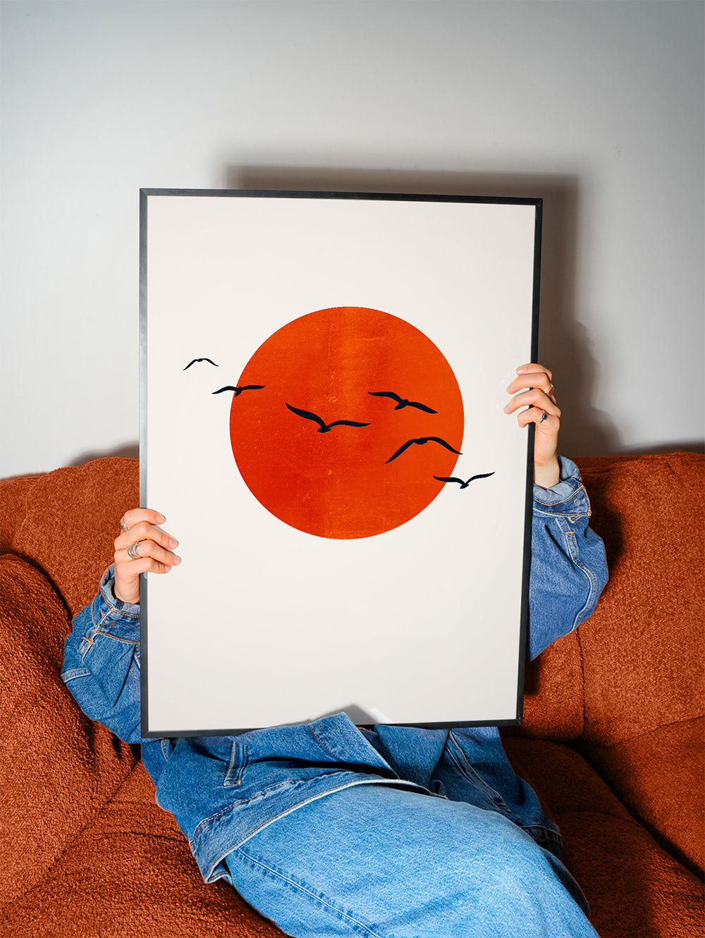 Minimalistický obraz slunce oranžové