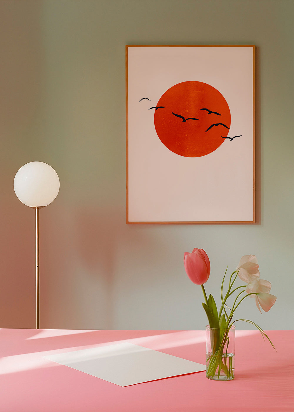 Minimalistický obraz slunce oranžové