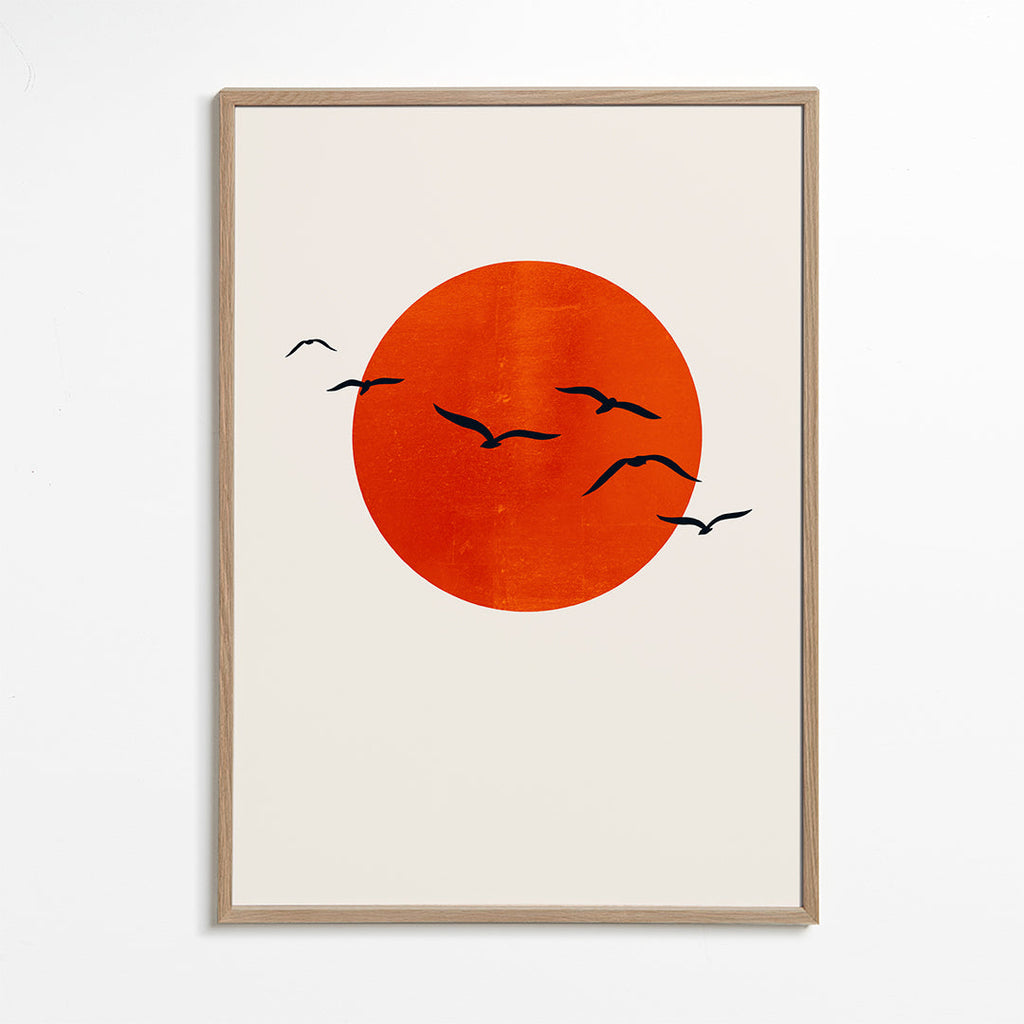 Minimalistický obraz slunce oranžové