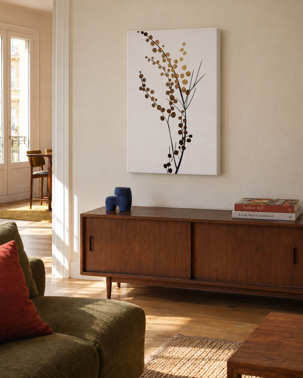 Golden brench 2 - Unframed canvas in an interior